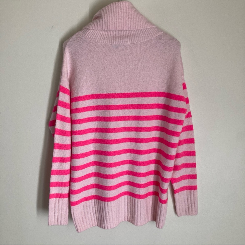 LOFT Pink & Hot Pink Striped Turtleneck Sweater - Picture 7 of 12